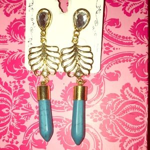 Turquoise and gold earrings. Brand new.
